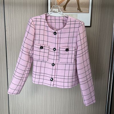 2263新款XXQ2025香风气质短外套粗花呢高级法式短款格子长袖上衣