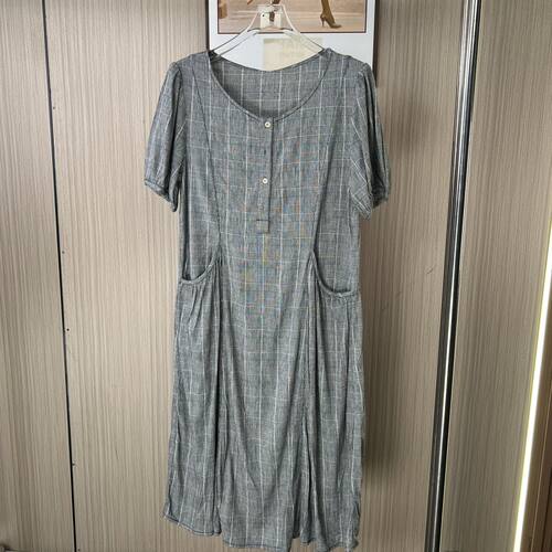 6236品牌撤柜LD夏季夏款格子连衣裙女薄款大口袋裙子