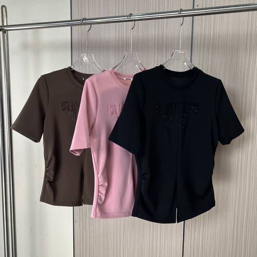 6617品牌剪标2026秋季新款女装休闲时尚圆领设计短款上衣短袖T恤