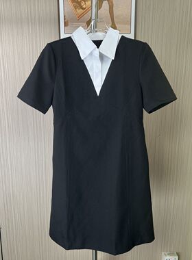 1505撤柜xxq春秋时尚休闲西装领连衣裙