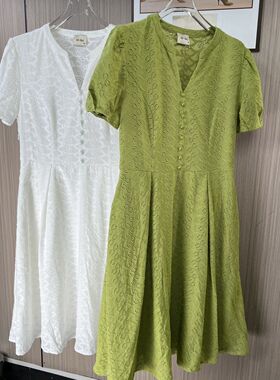 5547品牌撤柜DS女装短袖新款夏季裙子刺绣蕾丝显瘦连衣裙气质显瘦