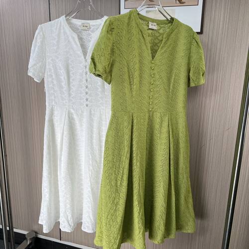 5547品牌撤柜DS女装短袖新款夏季裙子刺绣蕾丝显瘦连衣裙气质显瘦