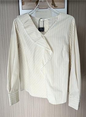 11029品牌撤柜atu韩系不规则条纹长袖衬衫2025新款秋季小众衬衣