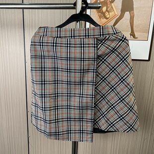 6008撤柜cg大码大码格子蕾丝格纹时尚复古新款短裙百搭格半身裙
