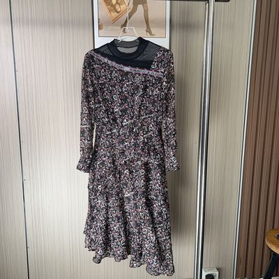 10634撤柜XG法式碎花时尚裙子连衣裙长袖显瘦女装气质新款长裙