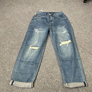 6208撤柜新款 宽松哈伦 高腰休闲显瘦九分复古破洞老爹牛仔裤