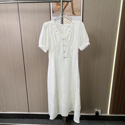 1026撤柜AL新款白色法式显瘦蕾丝温柔气质收腰长裙连衣裙裙子