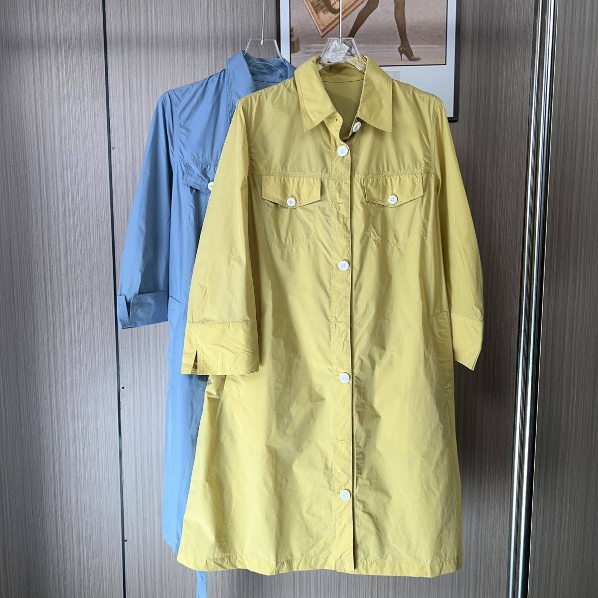 42134撤柜XG新款长款宽松衬衫春秋百搭过膝风衣休闲连衣裙