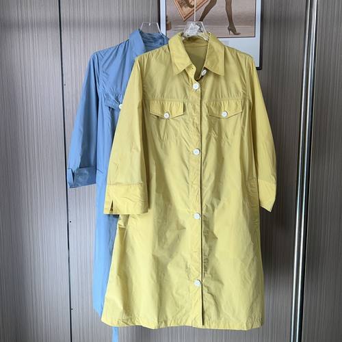 42134撤柜XG新款长款宽松衬衫春秋百搭过膝风衣休闲连衣裙