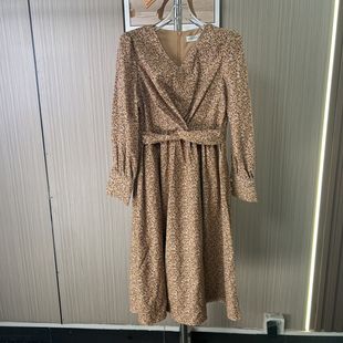 92撤柜FT新款 收腰显瘦中长款 法式 连衣裙气质长袖 裙子碎花 女装 111