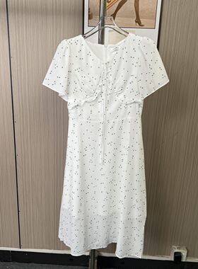 0020撤柜AL气质法式连衣裙时尚夏季2025新款波点收腰长裙