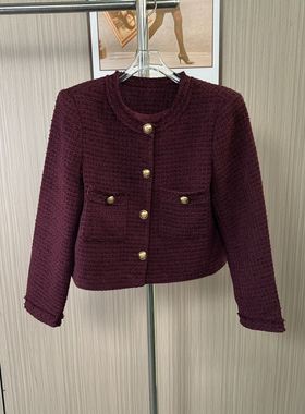 6688撤柜xxq小香风长袖新款短款秋季粗花呢百搭短洋气外套上衣