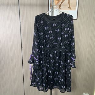 收腰气质裙子女装 1897撤柜cg大码 连衣裙新款 雪纺碎花长袖 女装