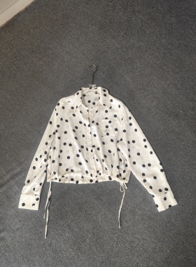 8073品牌撤柜DS女装提花设计款薄款长袖衬衫女波点上衣