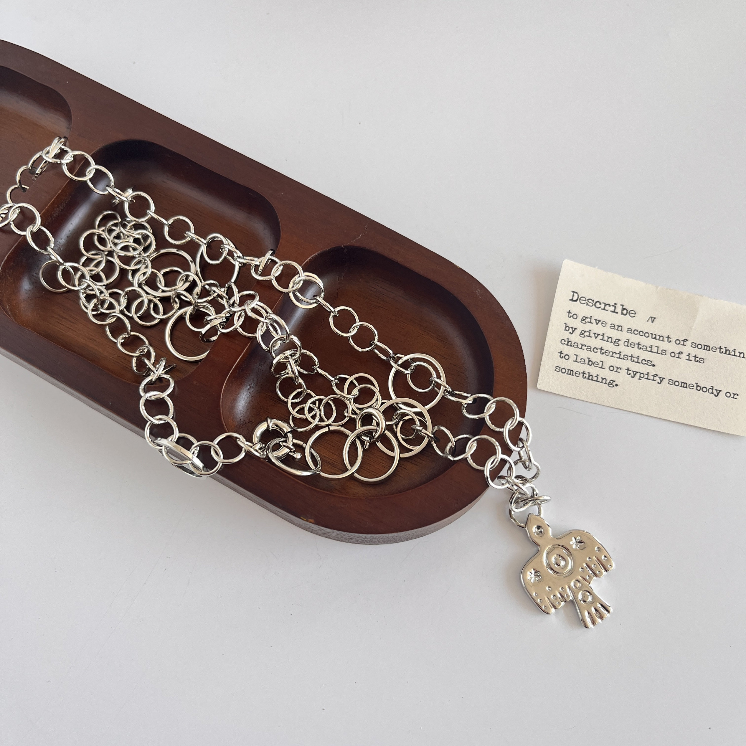 银色环扣小鸟吊坠项链女轻奢小众设计高级感气质颈链锁骨链毛衣链