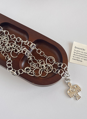 银色环扣小鸟吊坠项链女轻奢小众设计高级感气质颈链锁骨链毛衣链