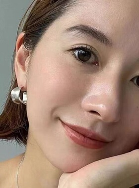 松本惠奈同款耳环日本小众设计不规则金属耳饰时髦复古宽边耳钉女