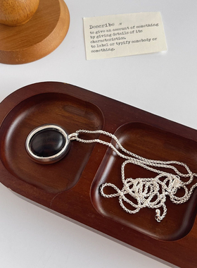 源系列椭圆天然木纹石耳钉女高感配饰简约精致轻奢戒指项链套装