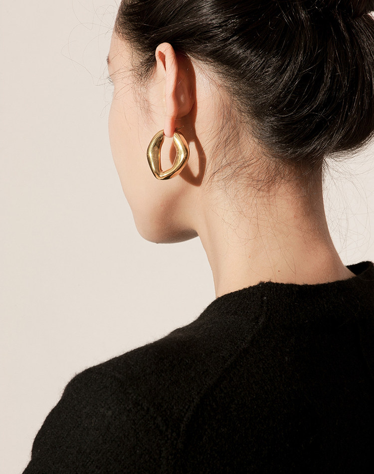 欧美几何不规则菱形女黄铜耳环