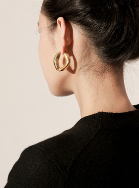 欧美几何不规则菱形耳环女气质时尚夸张设计感黄铜耳饰冷淡风个性