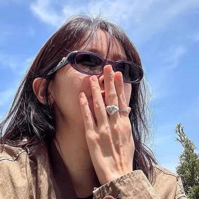 韩国博主happyrim同款爱心线条交叉戒指金属桃心时尚复古指环