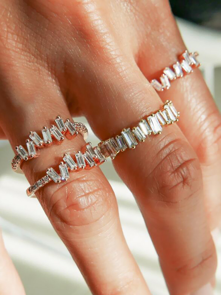 ins锆石戒指简约气质小众品牌