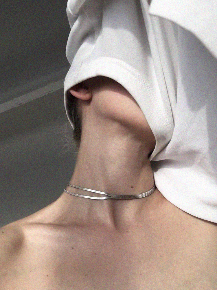 双层分裂项链ins简约冷淡925纯银