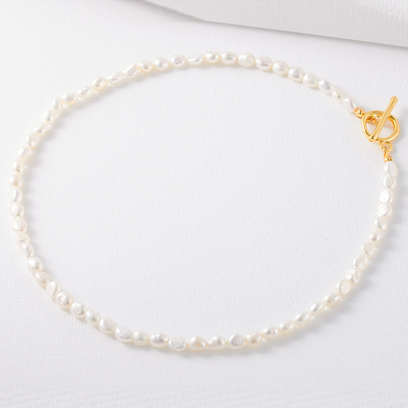 天然淡水巴洛克极细小米粒珍珠项链女轻奢小众高级法式锁骨链颈链