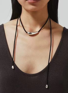 董洁同款水滴项链女小众设计高级感米兰丝线绳锁骨链秋冬毛衣链