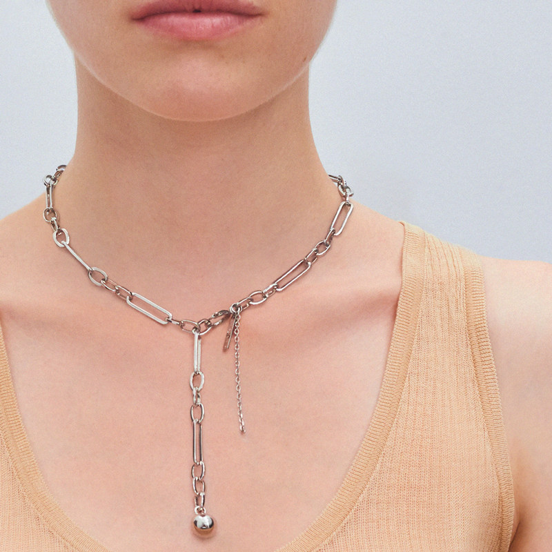 justine秋冬新款银球镀白金简约