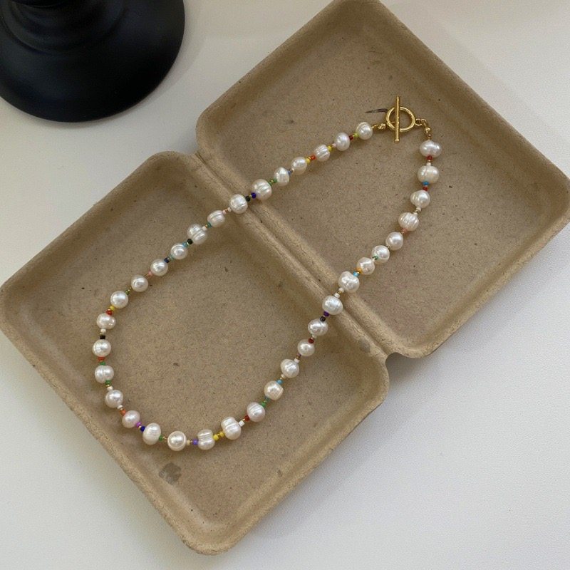 天然淡水巴洛克珍珠项链小众设计高级感彩色串珠日常百搭锁骨链女