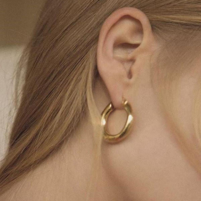 欧美简约钛钢小圆圈女银色耳环