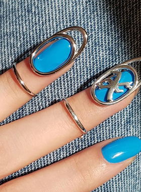 定制字母指甲戒指女韩国nailnail同款简约组合冷淡护甲套美甲装饰