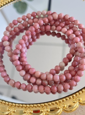 起司樱花雨蘑糯糯同款4mm天然红纹石四圈手串女百搭叠戴高级感