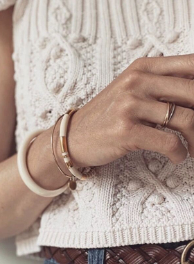 法国小众设计Au*elieB*derm*nn黑白金色手镯欧美叠戴撞色细手环女