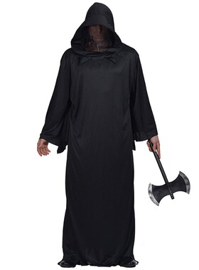 万圣节服装成人男款恶魔扮演服黑色巫师连帽长袍黑袍Wizard Robe