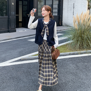 P205 2865 K298 数据好牛仔马甲半裙针织打底三件套2C285 有货新品