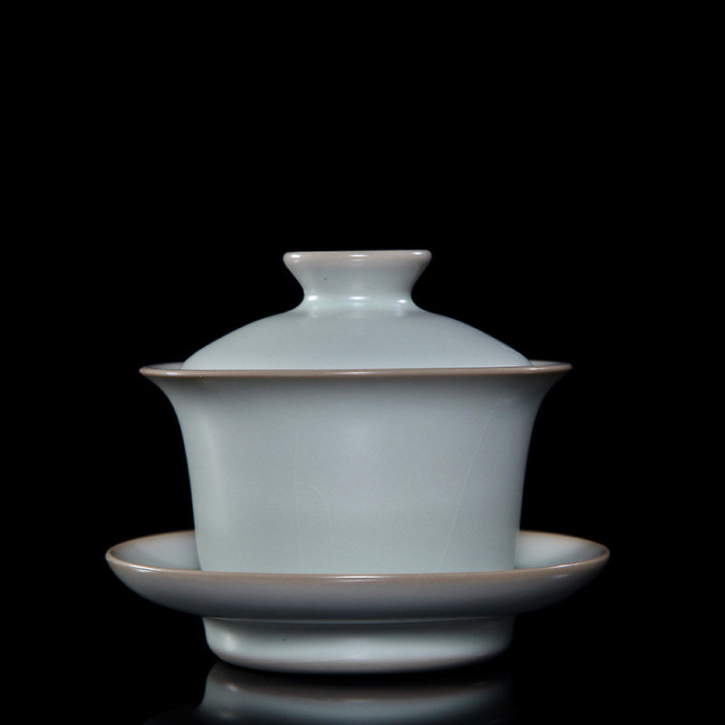 普升台湾冠杰汝窑汝瓷支钉垫烧满釉功夫陶瓷盖碗茶具茶器茶碗包邮