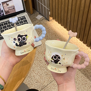 ins高颜值生日礼物送女生伴手礼罗小黑陶瓷杯子礼盒装 马克杯礼品