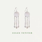SUSAN VETIVER「贝母游泳」流苏贝壳设计长款 简约旅行百搭耳环