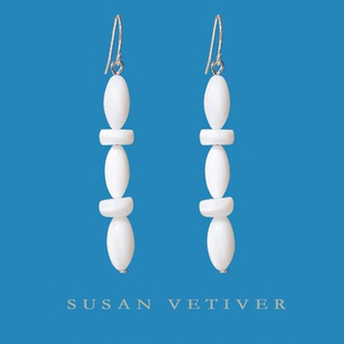SUSAN 流动线条文化贝壳耳环耳夹 VETIVER「流动」简约大气中式