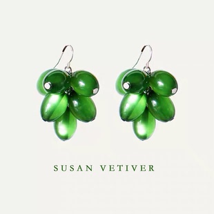 SUSAN VETIVER「绿幻」祖母绿风格流行时尚小众大气百搭耳环