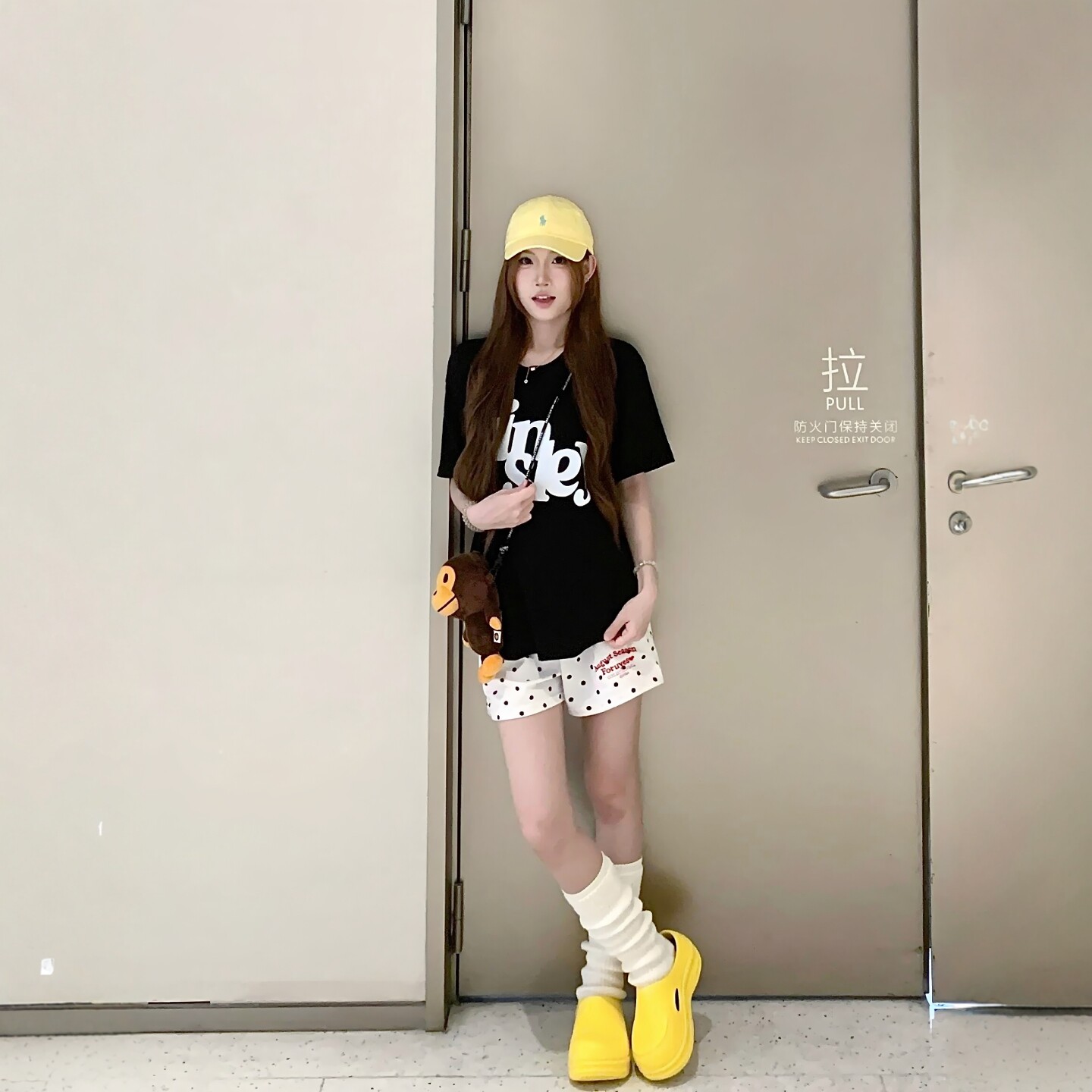 美式复古休闲运动服套装女字母宽松短袖波点短裤小个子显瘦两件套