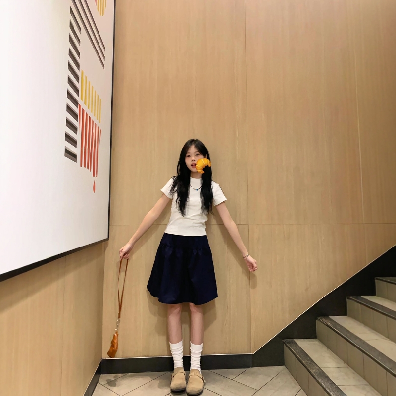 休闲运动服套装女夏季校园风纯棉短袖半身短裙修身显瘦OOTD两件套