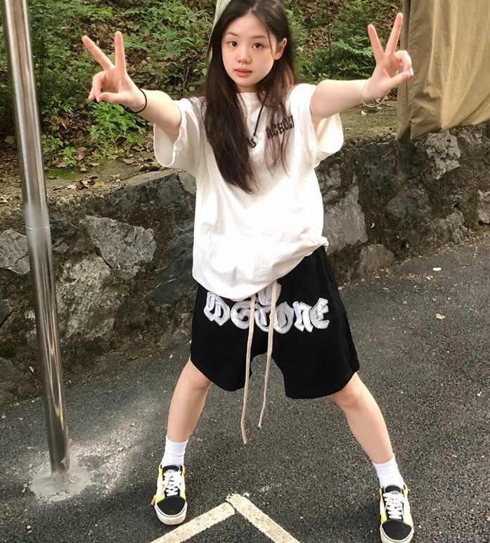 学院风薄款休闲运动服套装女夏季短袖短裤宽松减龄学生跑步两件套