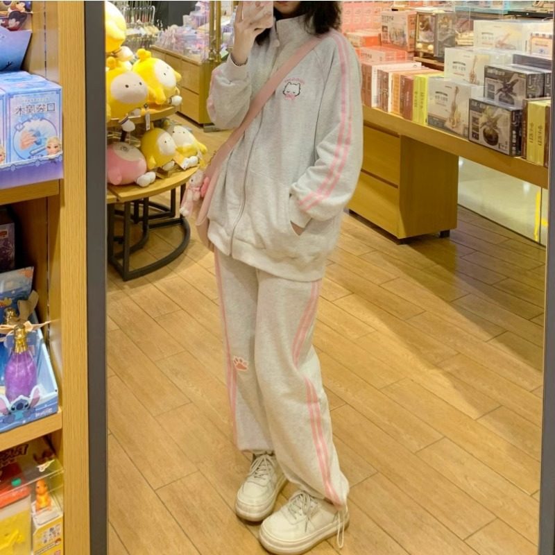 可爱软妹休闲运动服套装女春秋少女减龄卫衣阔腿裤学生跑步两件套