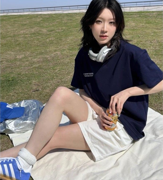 学院风盐系少女休闲运动服套装女夏季薄款短袖短裤宽松跑步两件套