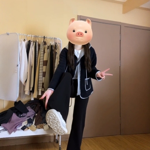 简约两件套 外套长裤 韩系气质休闲运动套装 女秋冬假两件羊羔毛开衫