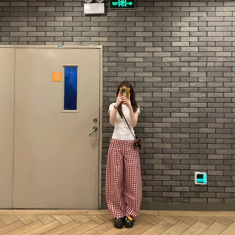 休闲运动服套装女夏季纯棉基础款正肩短袖阔腿长裤修身百搭两件套