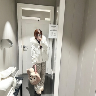 两件套 卫衣外套条纹长裤 温柔气质休闲运动服套装 女秋冬大毛领开衫